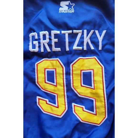 GRETZKY #99 St Louis Blues 90s STARTER Pullover jacket M kids blue NHL vintage - Picture 6 of 10